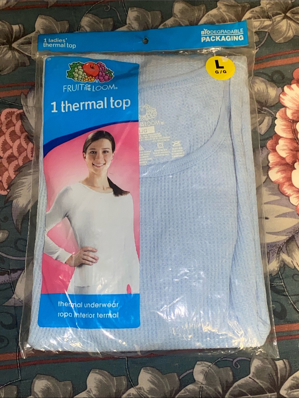 Fruit of the Loom Ladies Thermal Top - Pale Blue